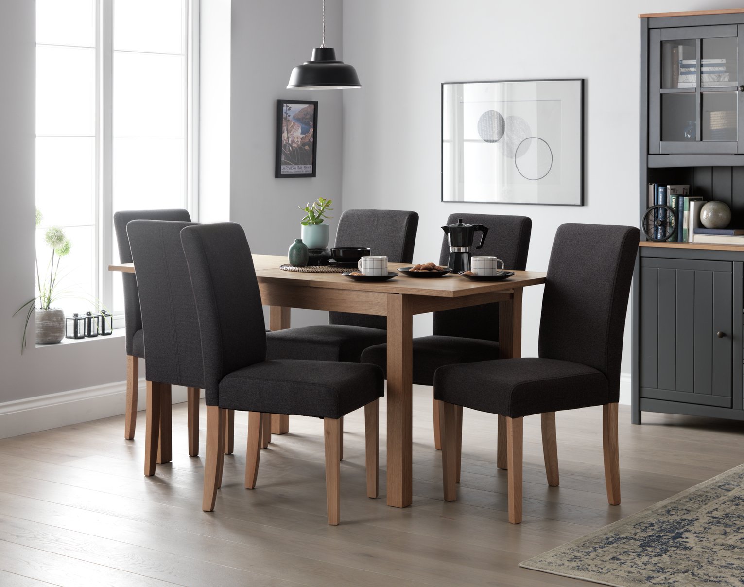 Argos Home Clifton Extending Table & 6 Tweed Chair -Charcoal Review