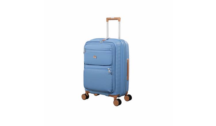 IT Luggage Continuous Expandable 8 Wheel Soft Cabin Suitcase - Blue