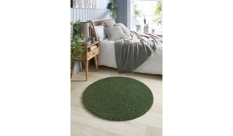 Buddy Round Forest Green Shaggy Rug - 100cm