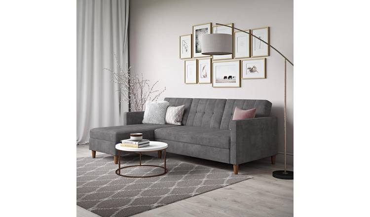 Dorel Hartford Velvet Futon Sofa Bed - Grey