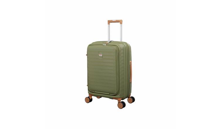 IT Luggage Continuous Expandable 8 Wheel Hard Cabin Suitcase with Pocket - Olive