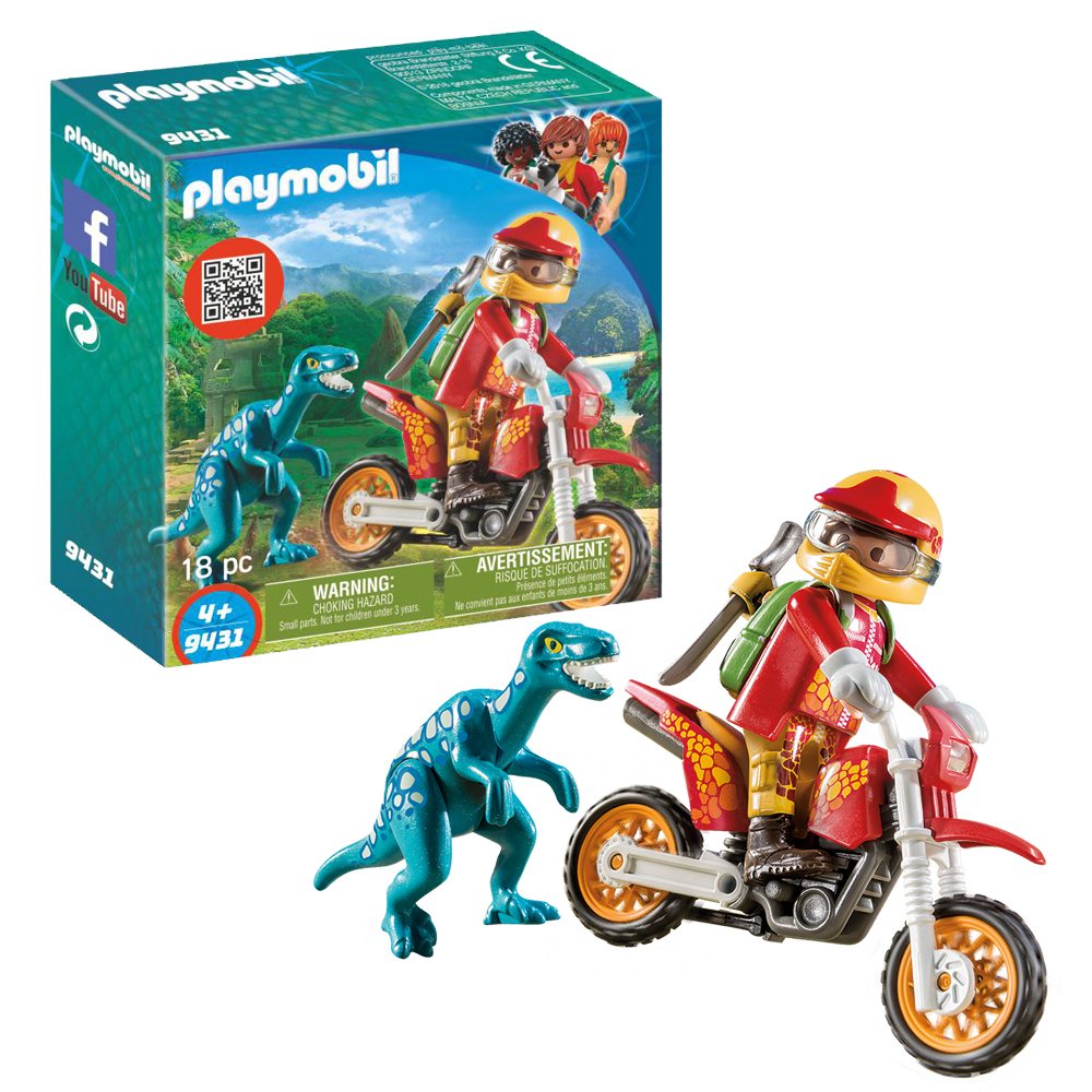 playmobil motocross bike with raptor