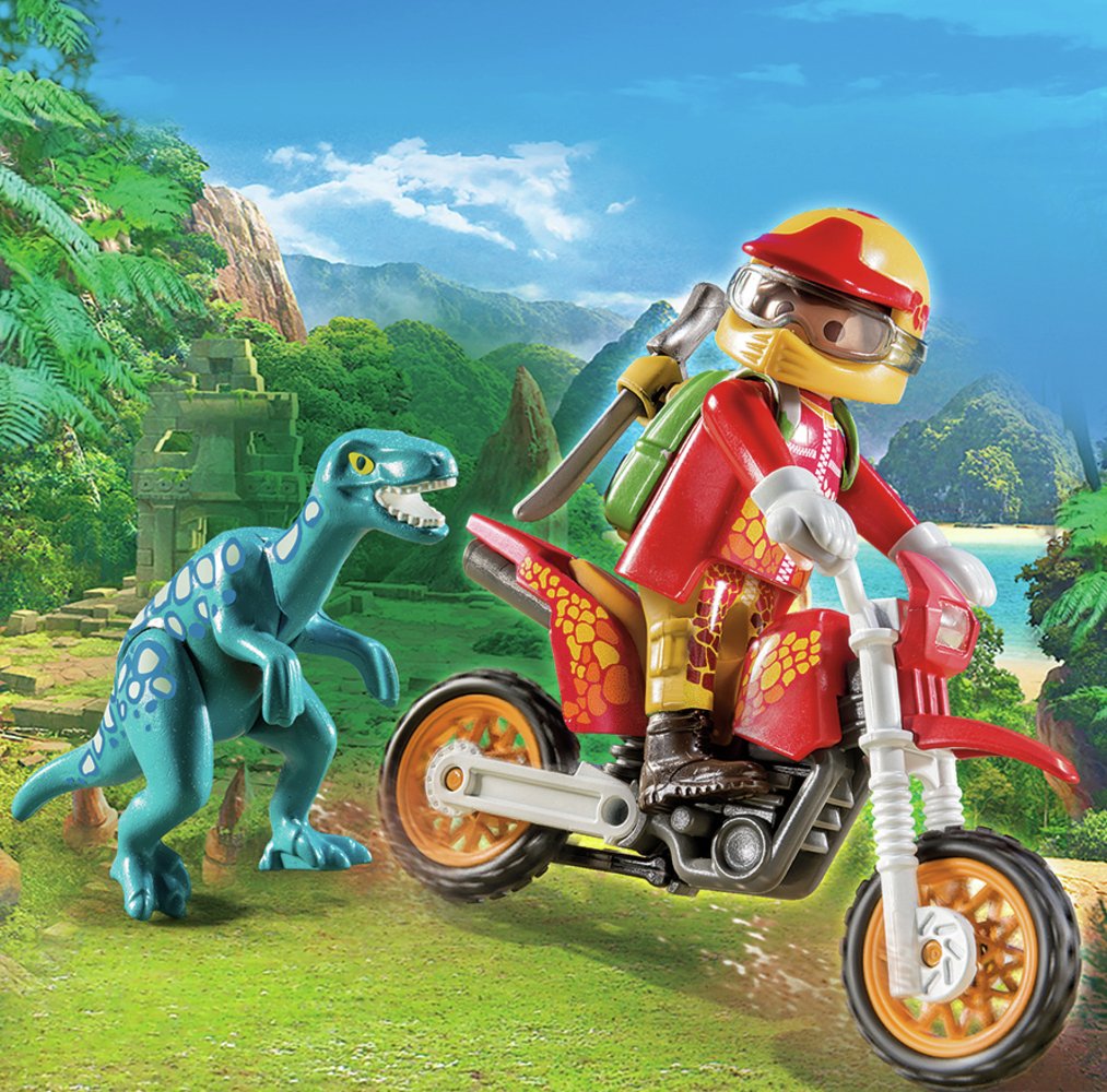 playmobil motocross bike with raptor