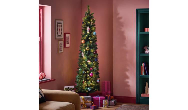 Argos Home 7ft Hardneedle Pre-lit Pencil Christmas Tree