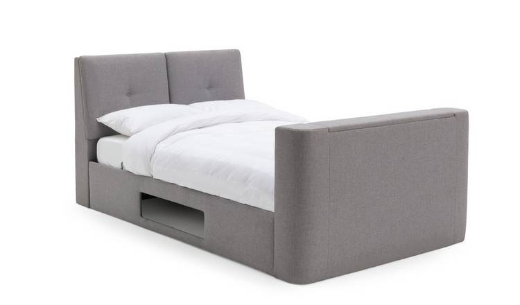 Habitat Jakob Kingsize TV Ottoman Fabric Bed Frame - Grey