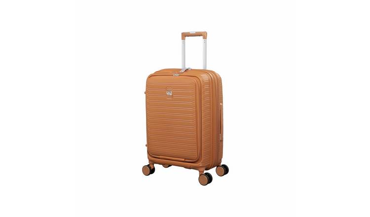 IT Luggage Continuous Expandable 8 Wheel Hard Cabin Suitcase with Pocket-Pumpkin