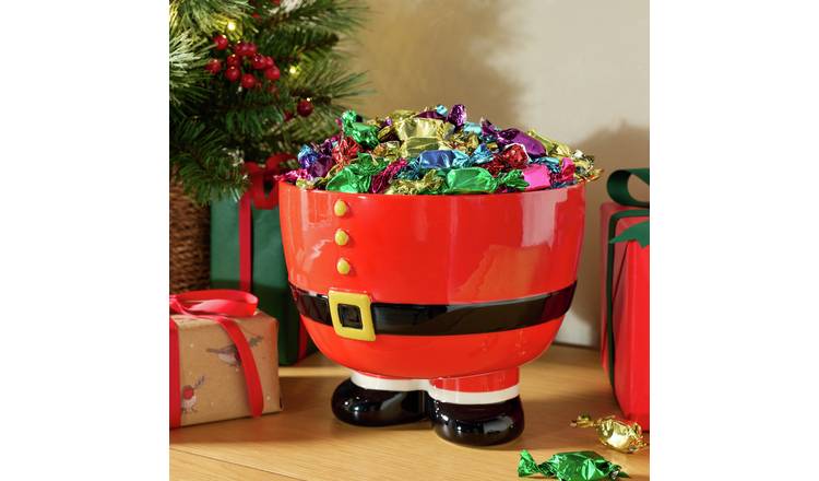 Argos Home Santa Trousers Stoneware Serving Bowl - Red
