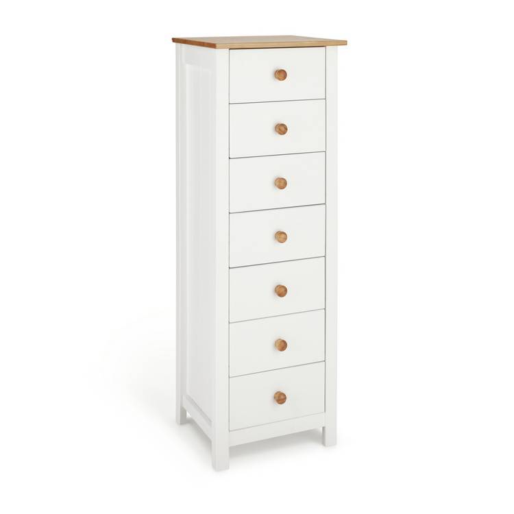 Argos Home Scandinavia 7 Drawer Tallboy - Pine & White 0