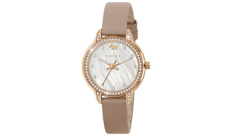 Radley Mother Of Pearl Pink Leather Strap Watch