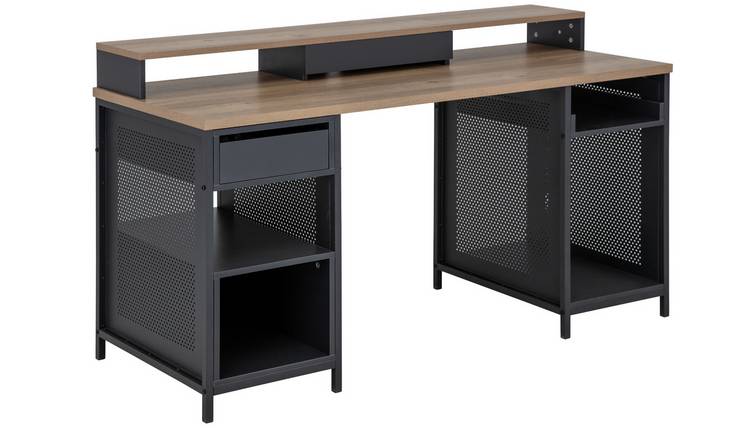 Long gaming deals desk with drawers