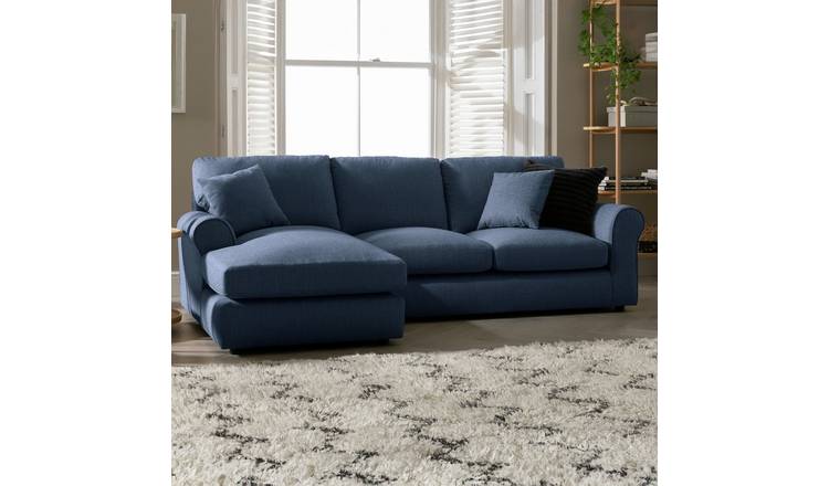 Argos Home Lisbon Fabric Left Hand Corner Chaise Sofa - Blue