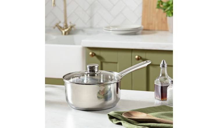 Argos Home 20cm Stainless Steel Saucepan