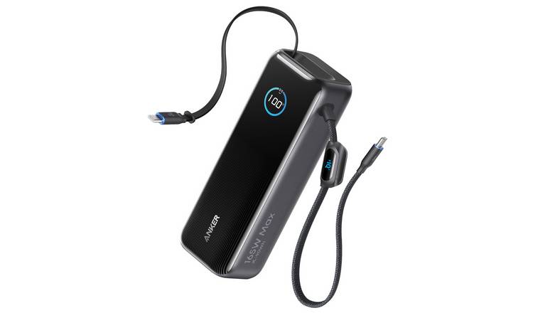Anker 165W 25000mAh Power Bank with Built-In USB-C Cable - Black
