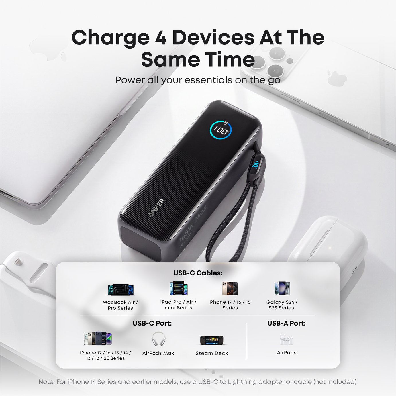 Power Bank 25000mAh 165W　新品未使用品 Buy Anker 165W 25000mAh Power Bank with Built-In USB-C Cable