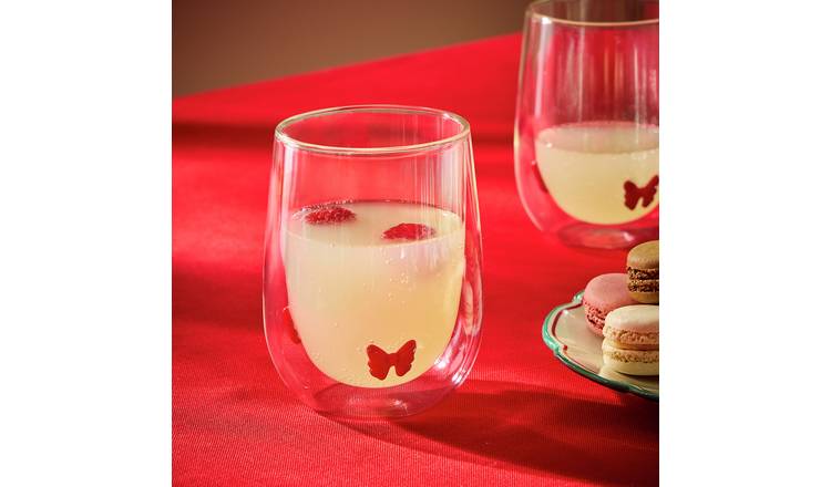 Argos Home Double Walled Bow Set of 2 Tumblers - Red