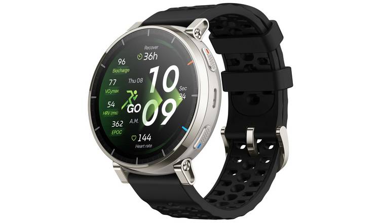 Amazfit Active 3 Premium GPS Smart Watch - Black & Apex Silver