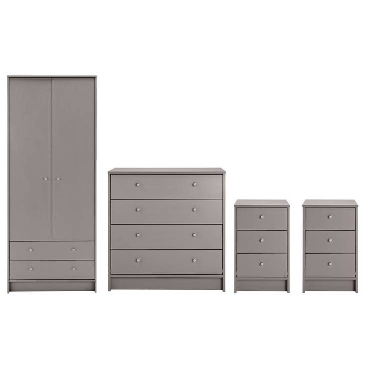 Argos Home Malibu 4 Piece 2 Door Wardrobe Set - Grey 0