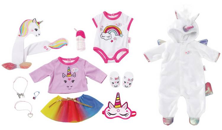 baby born unicorn onesie and accessory set