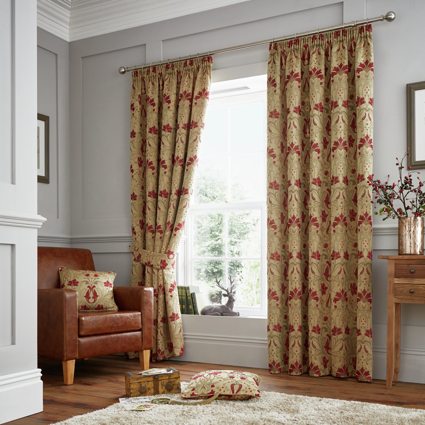 Curtina Burford Curtains - 229x330cm - Red and Gold
