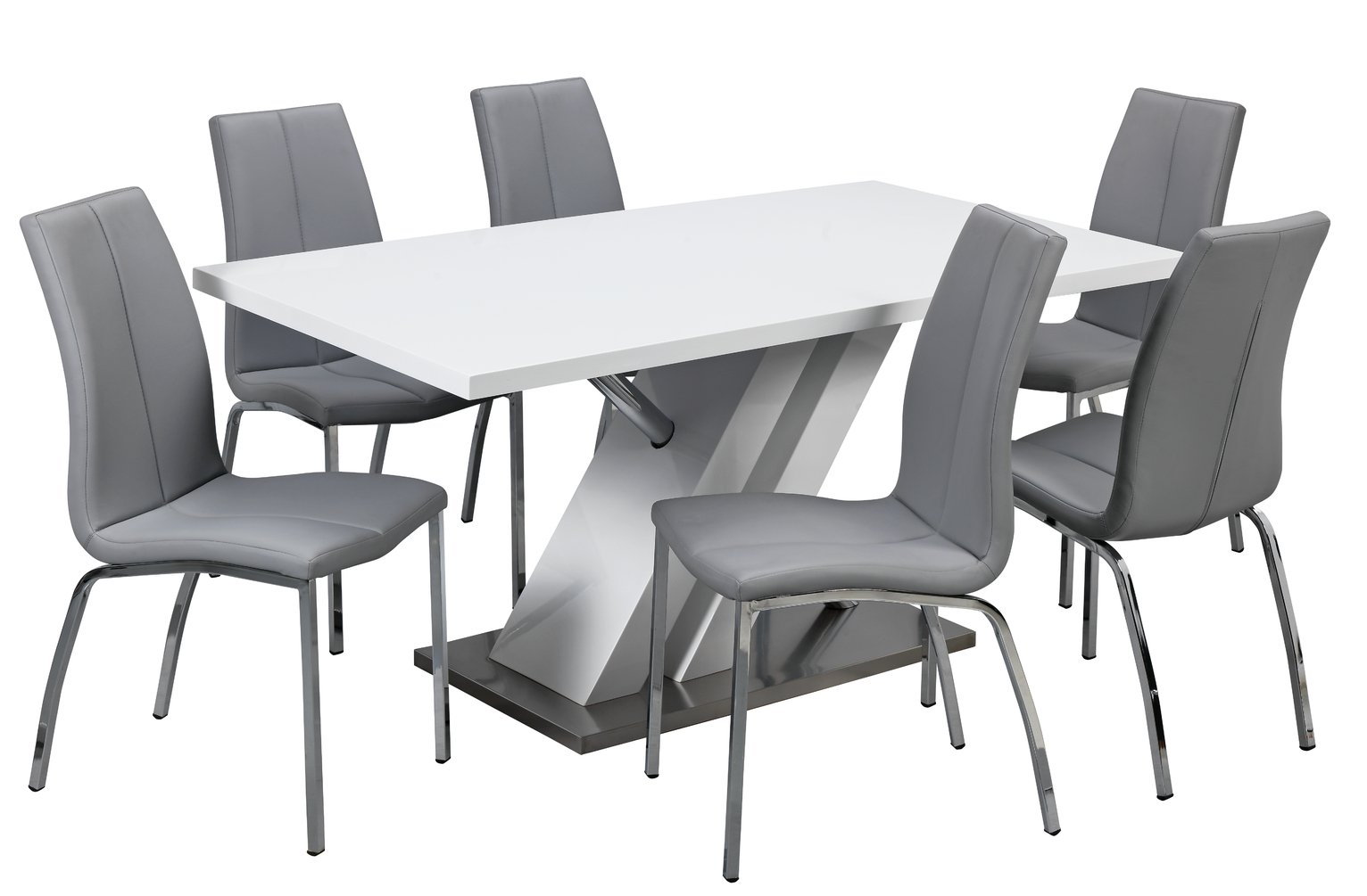 Argos Home Belvoir White Gloss Dining Table & 6 Grey Chairs Review