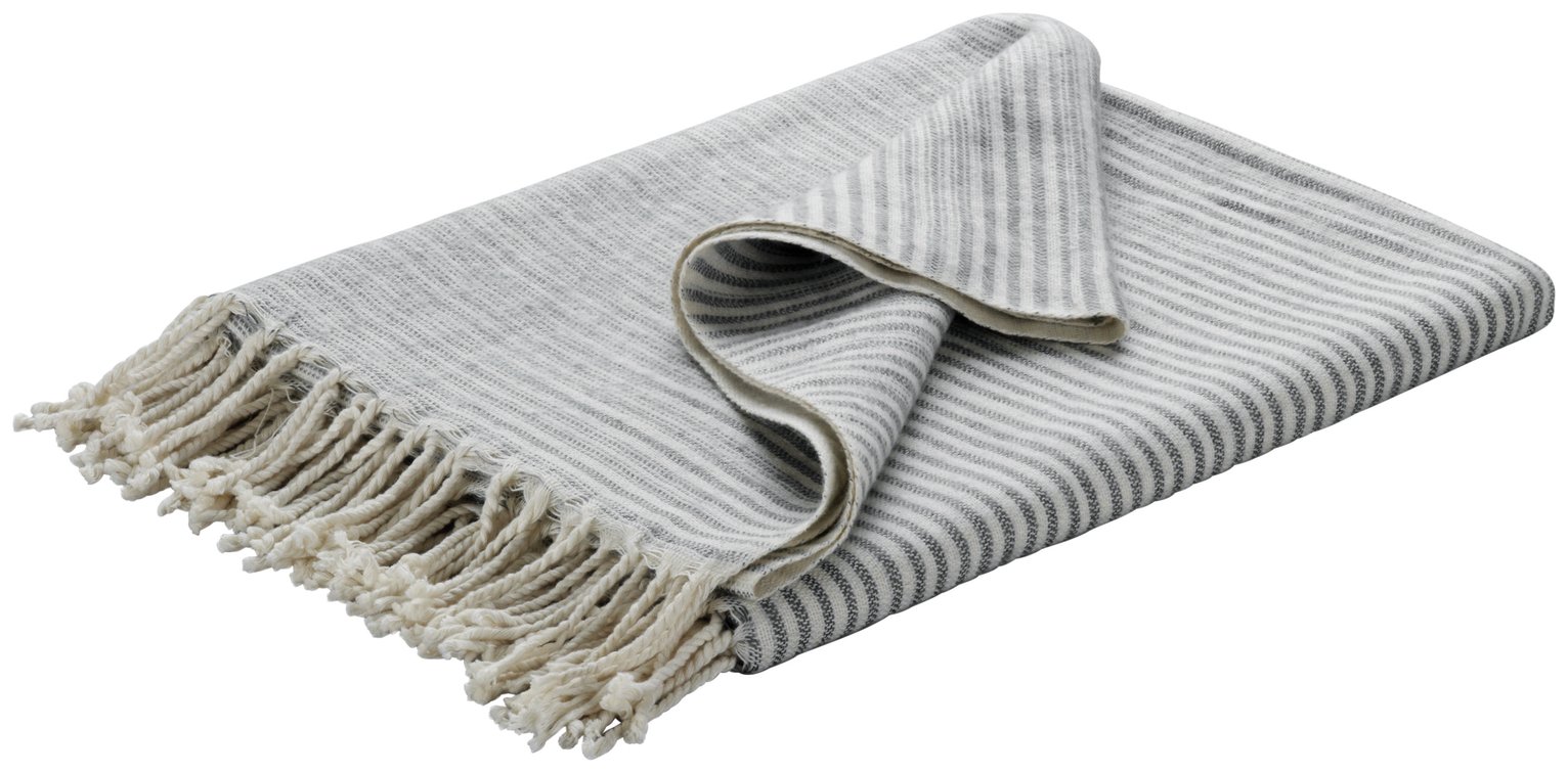 Habitat Corbin Stripe Throw 130x170cm - Grey