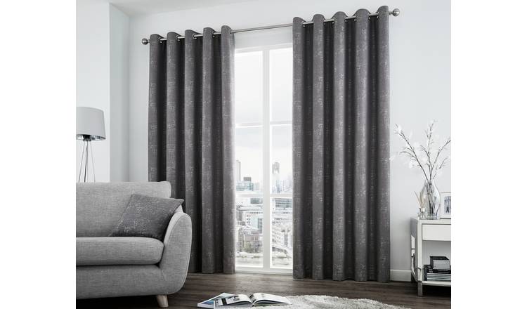 Curtina Solent Eyelet Curtains - 117x137cm - Graphite