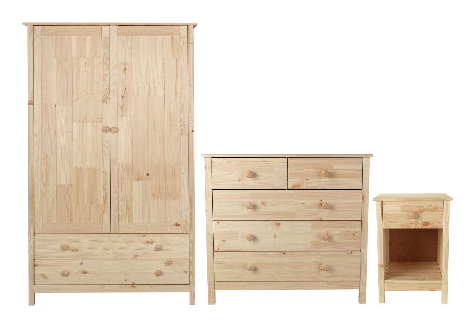 Argos Home Scandinavia 3 Piece 2 Door Wardrobe Set - Pine