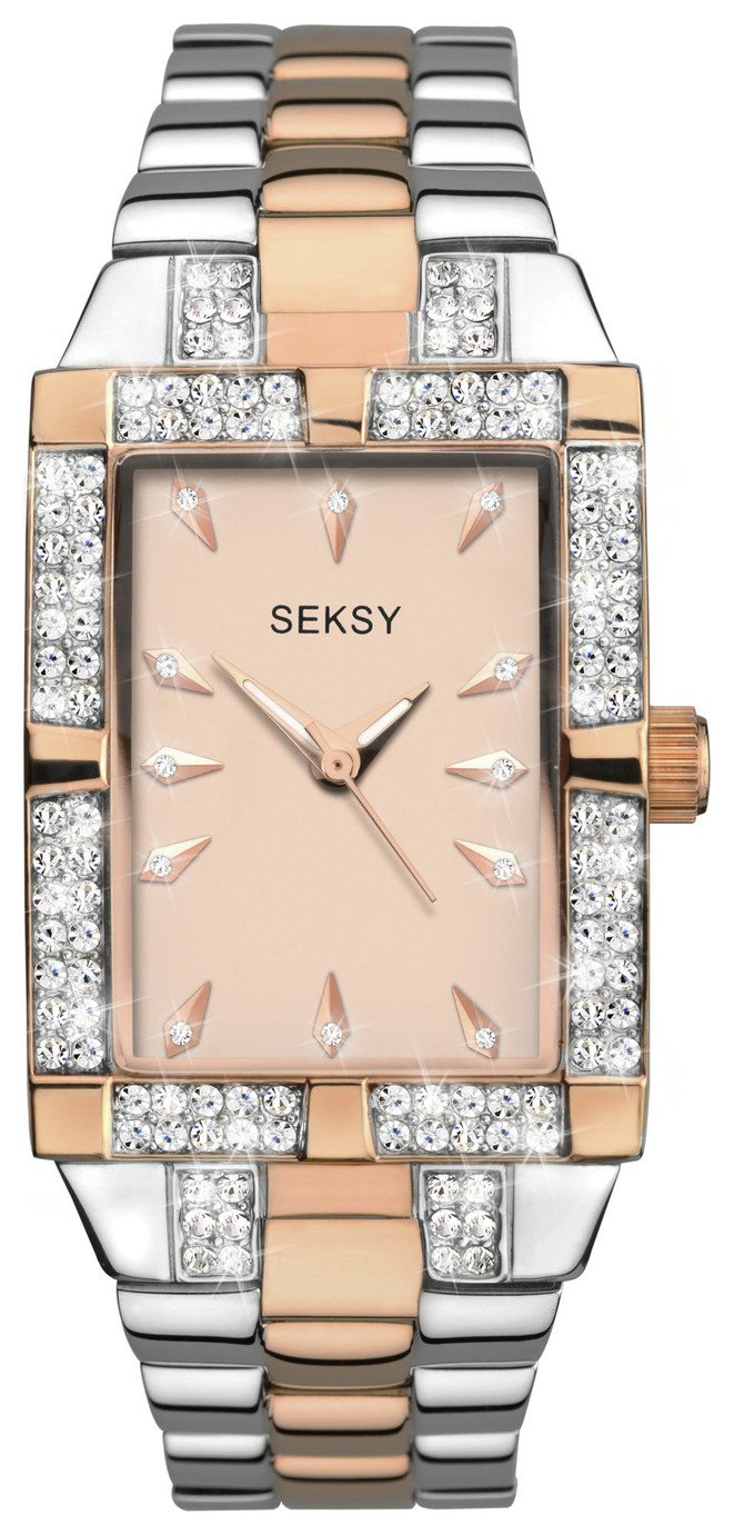 Seksy Ladies' Two Tone Rose Gold Plated Stone Set Watch
