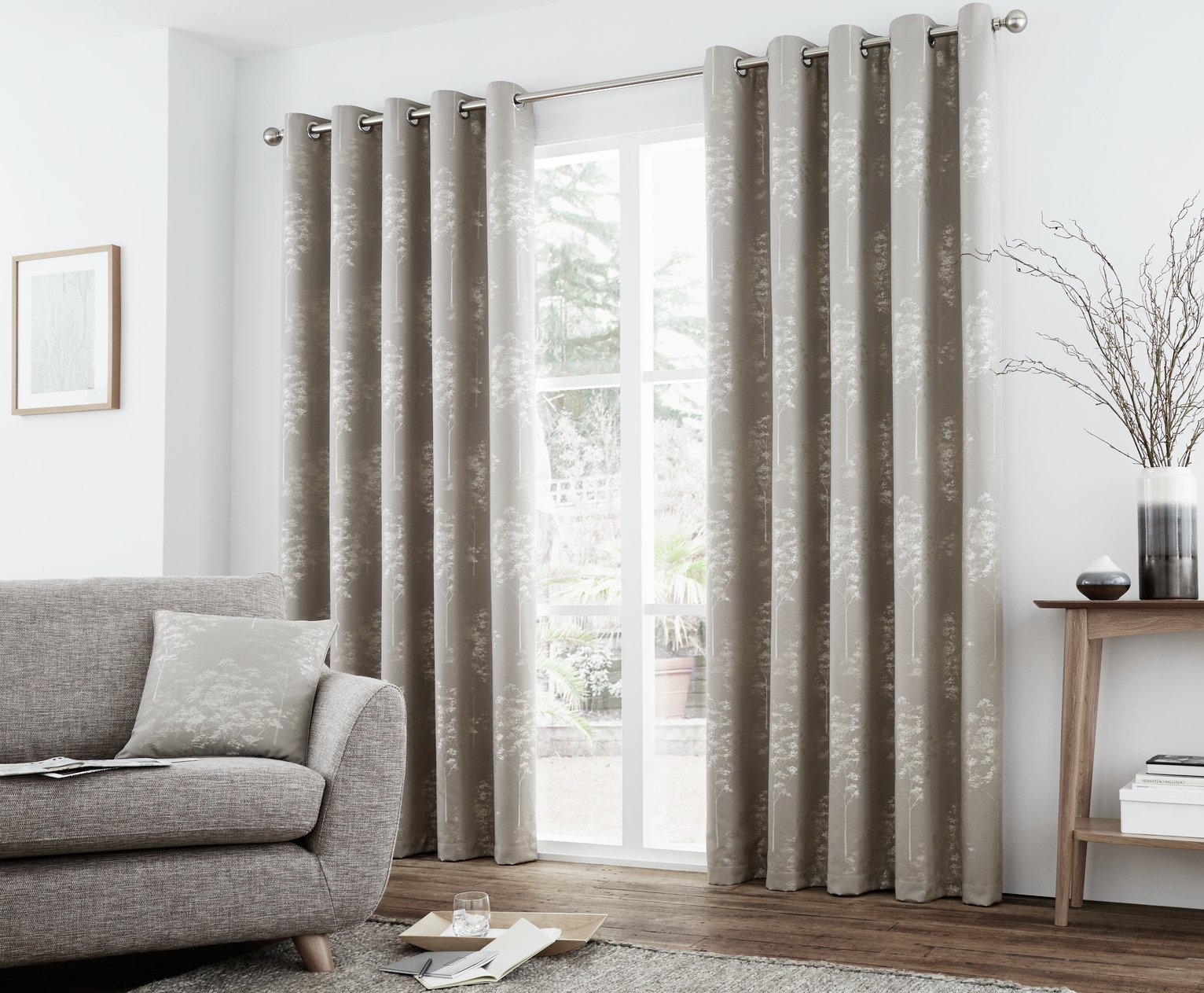 Curtina Elmwood Lined Curtains - 168x183cm - Stone