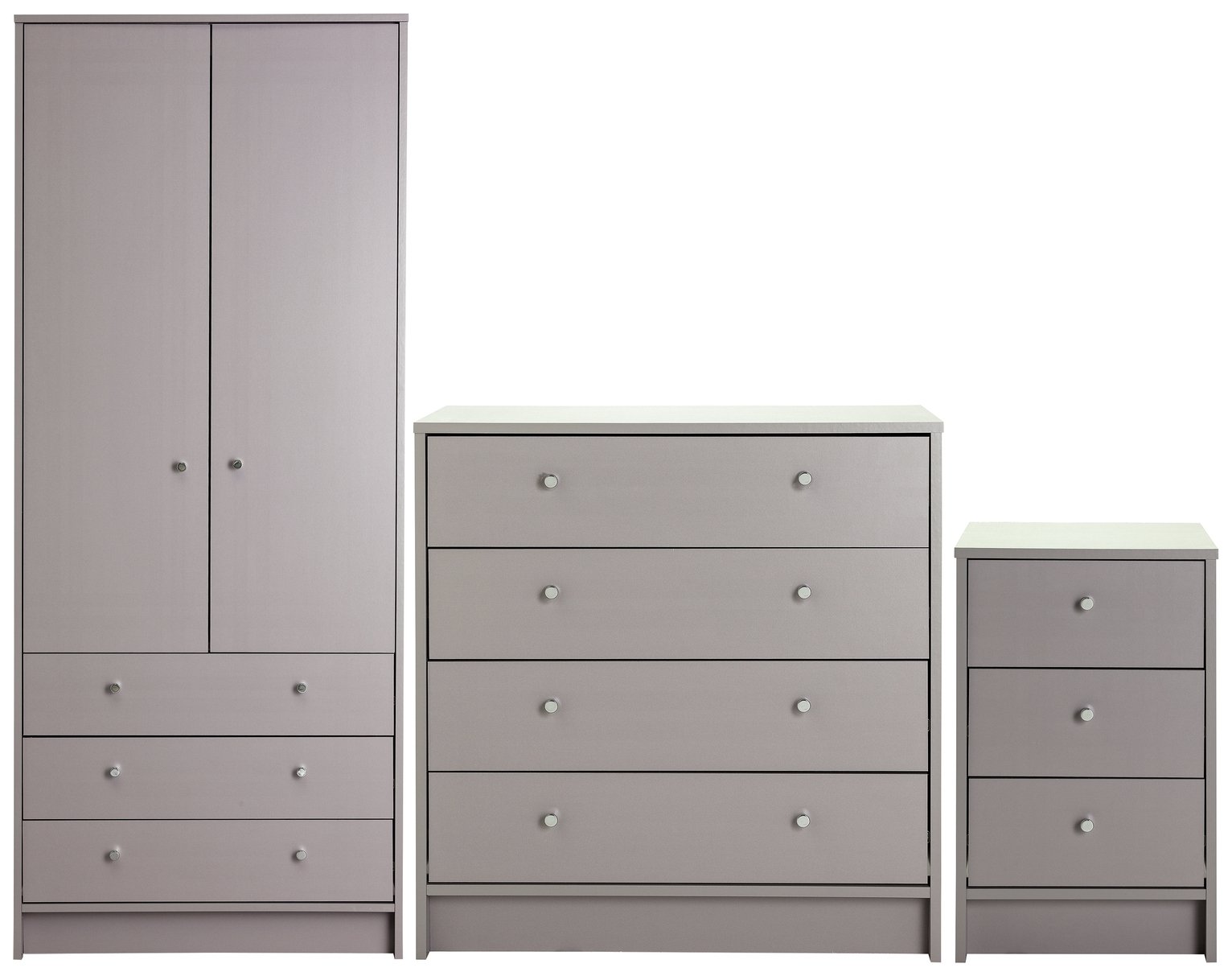 Argos Home Malibu 3 Piece 2 Door Wardrobe Set - Grey