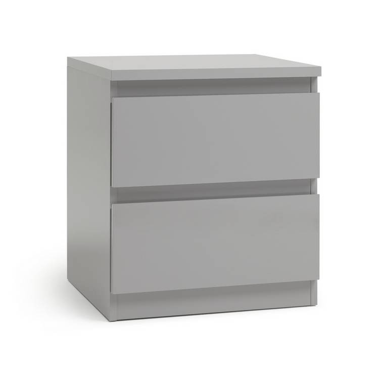 Habitat Jenson 2 Drawer Bedside Table Set - Grey Gloss 0