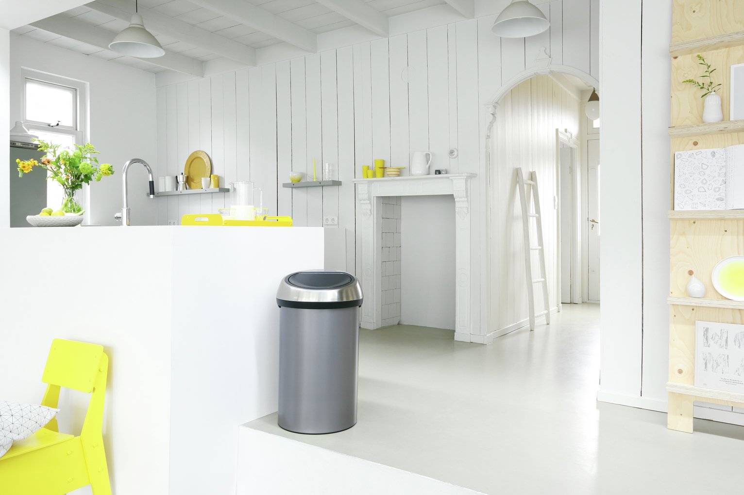 Brabantia 60 Litre Touch Top Kitchen Bin - Platinum