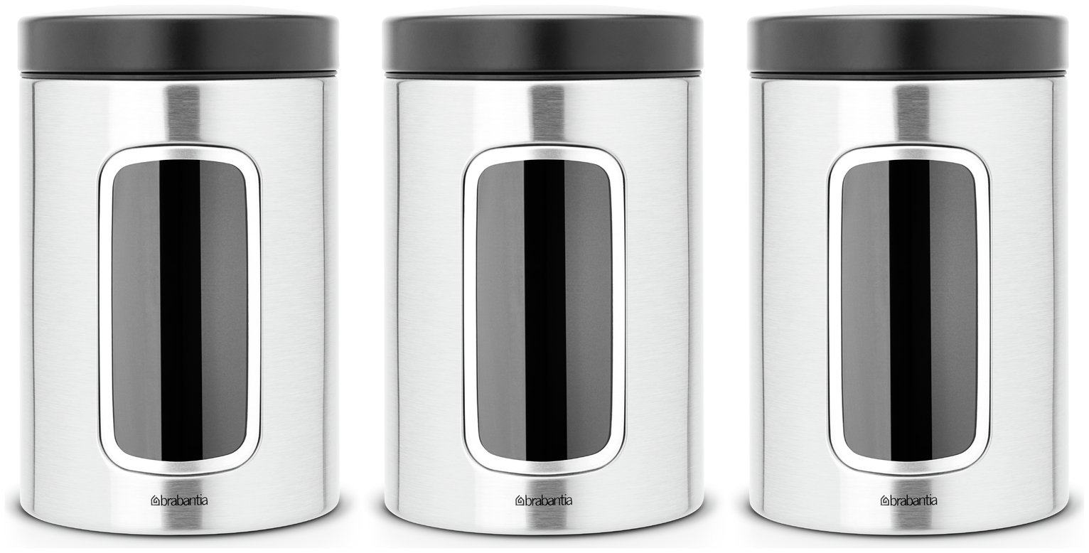 Brabantia Window Canister Set Matt Stainless Steel (8527200) Argos