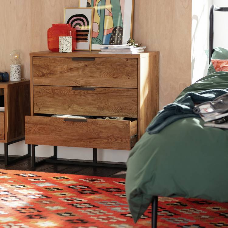 Habitat Nomad 3 Drawer Chest - Oak Effect 0