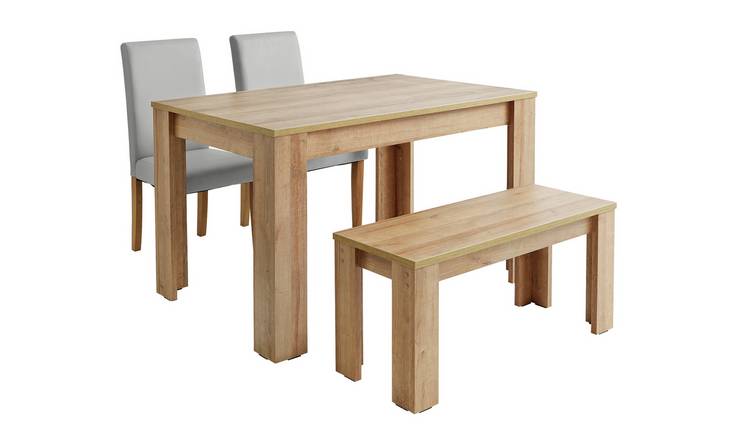 Buy Argos Home Miami Oak Effect Table Bench 2 Grey Chairs