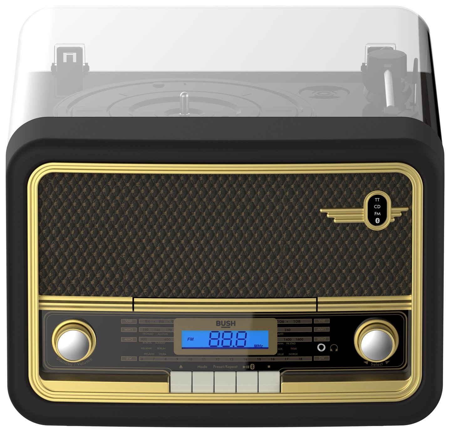 Bush Classic Retro Record Player - Black / Gold