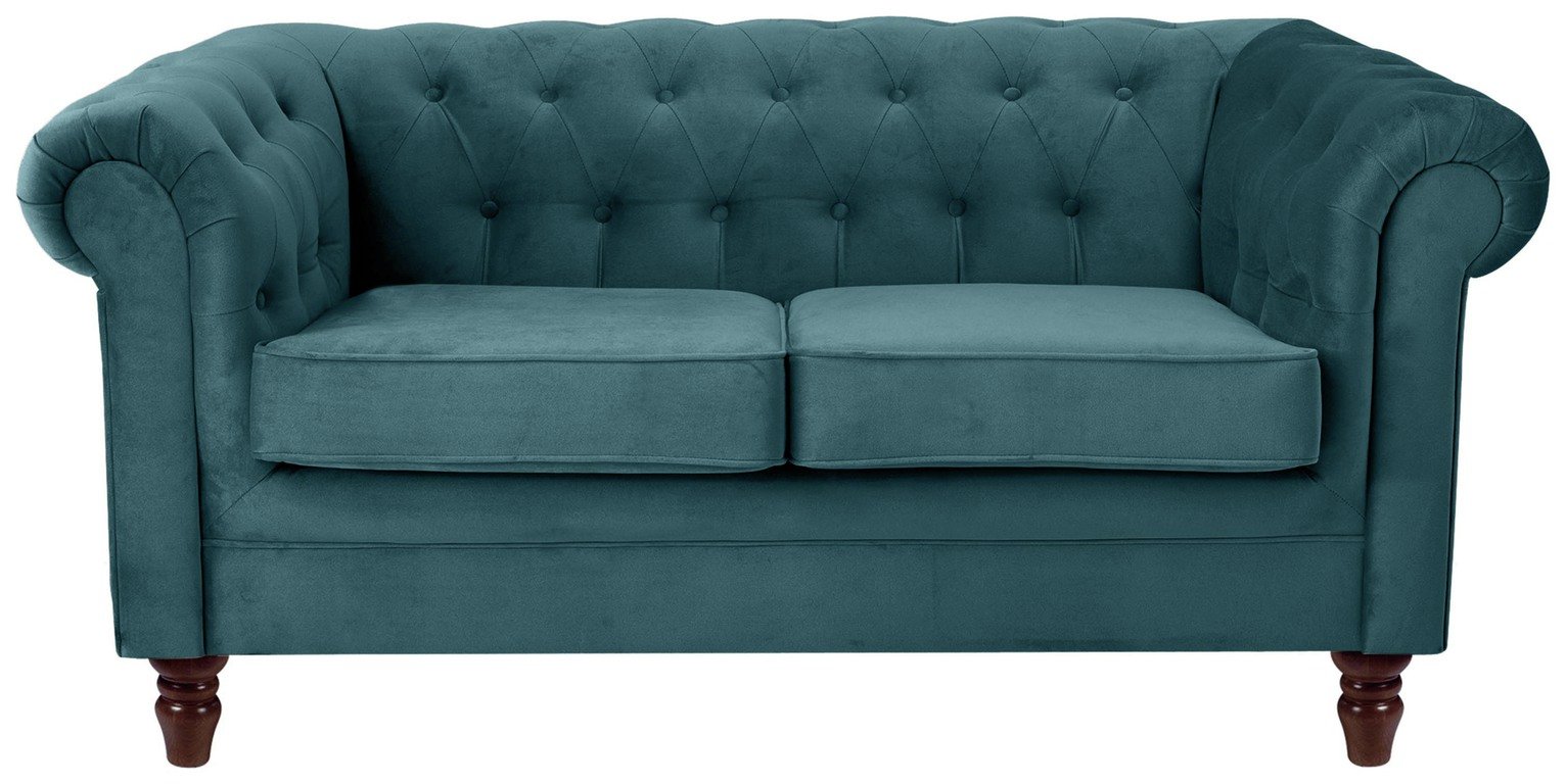 Argos Home Chesterfield 2 Seater Fabric Sofa - Teal