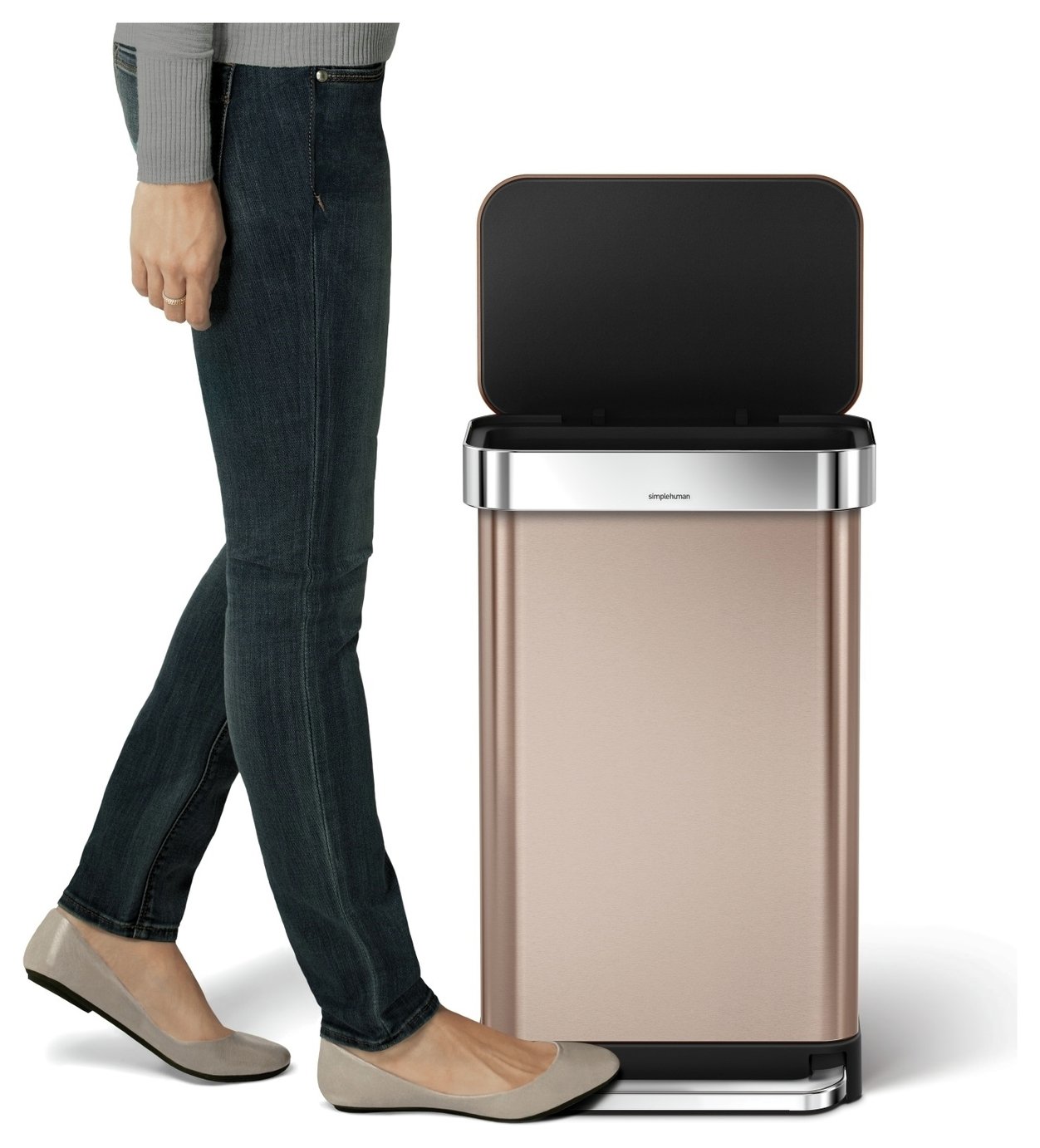 simplehuman 45 Litre Liner Pocket Kitchen Bin - Rose Gold