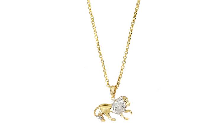 Gold chain with lion on sale pendant