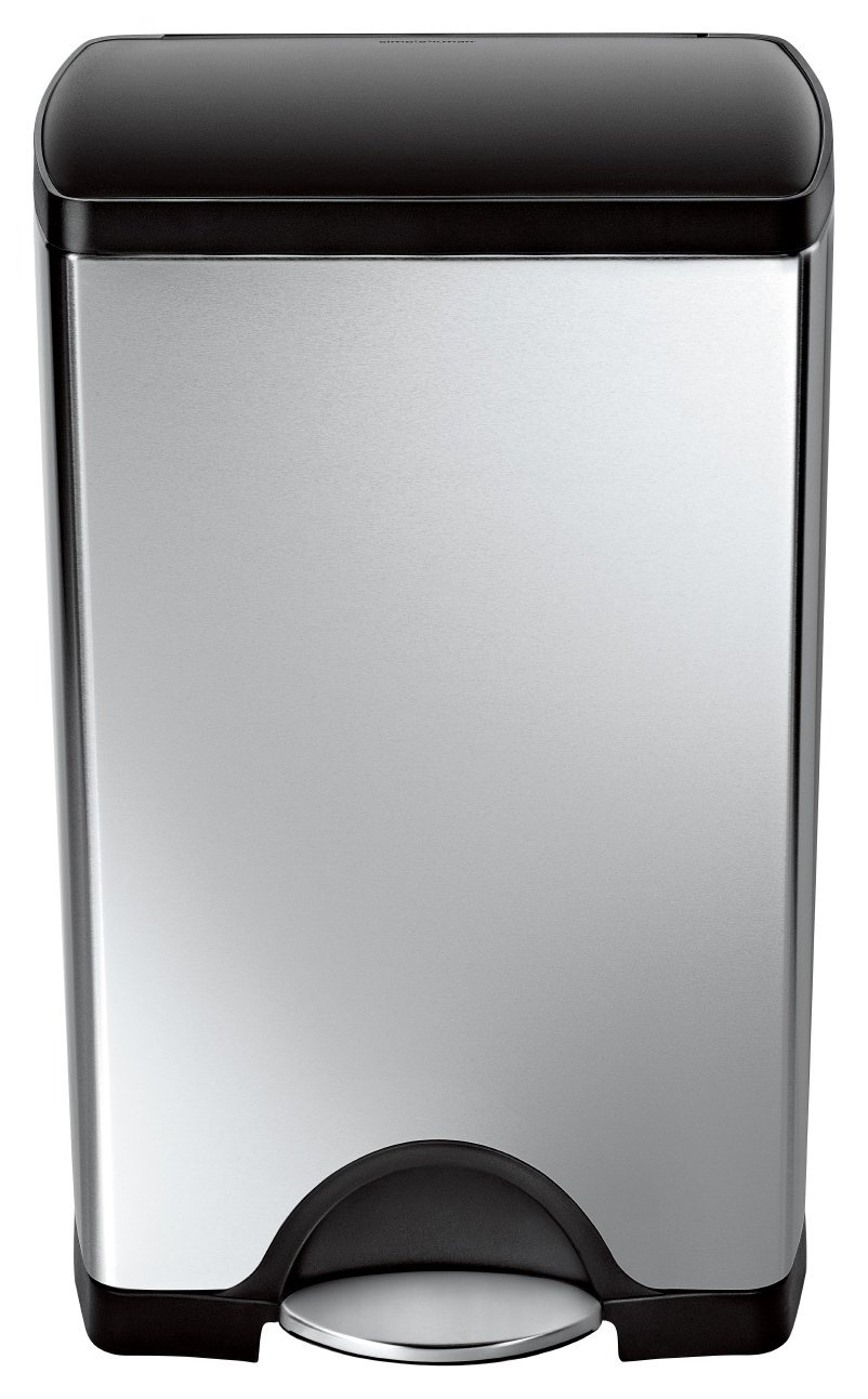 simplehuman 38 Litre Rectangular Pedal Bin - Brushed Steel.