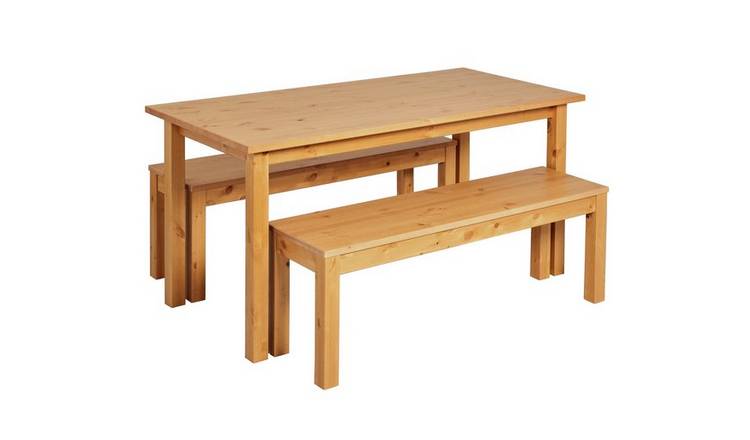 Buy Argos Home Ashdon Solid Wood Table 2 Oak Stain Benches Dining Table And Chair Sets Argos