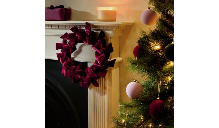 Argos Home Red Velvet Multi Bow Christmas Wreath