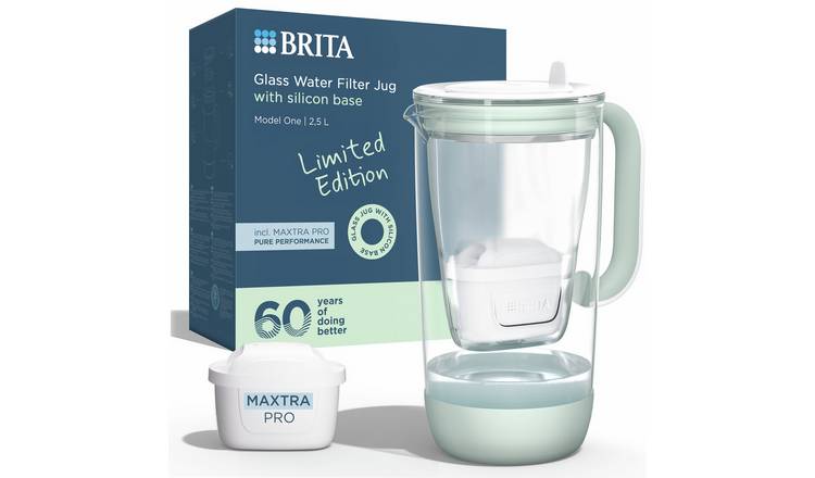 BRITA Glass Green Limited Edition Water Filter Jug with Cartridge - 2.5L