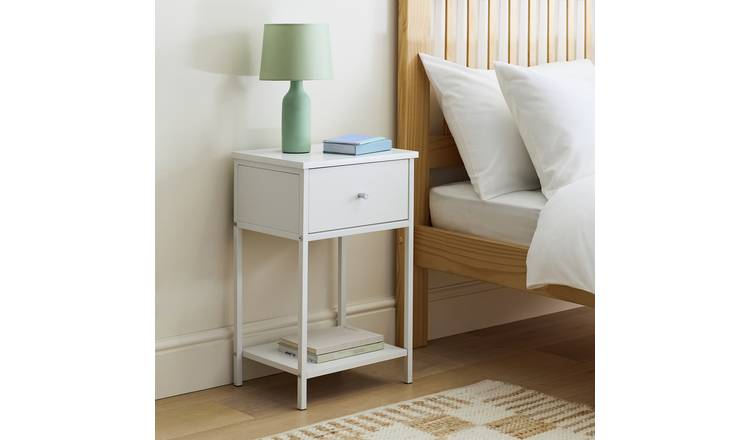 Argos Home Metal 1 Drawer Bedside Table - White