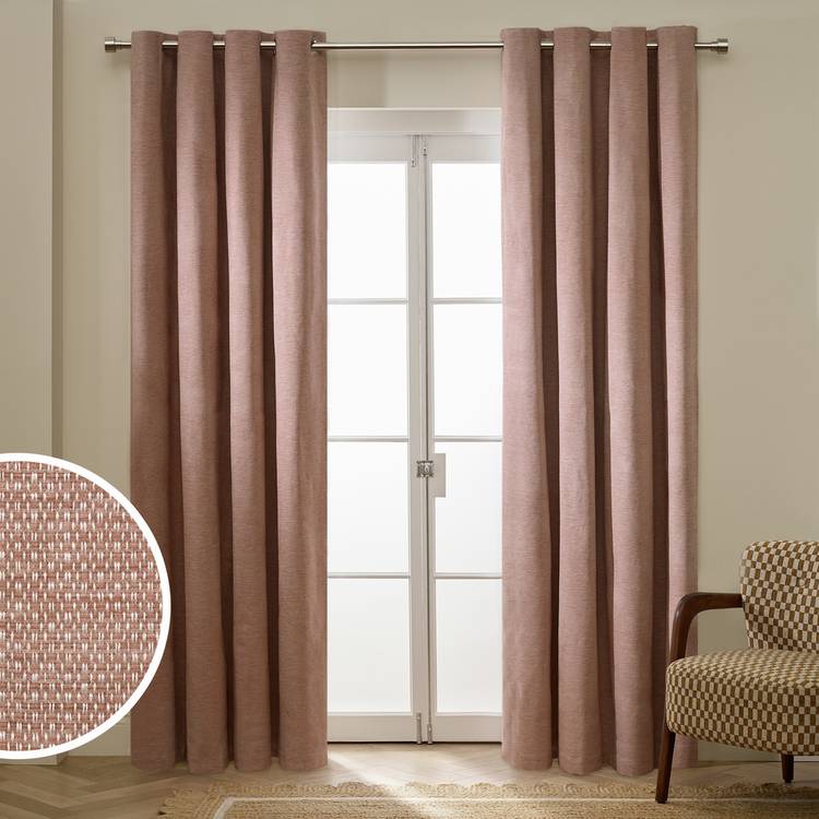 Habitat Basket Weave Blackout Eyelet Curtain - Rose - 117x137cm 0