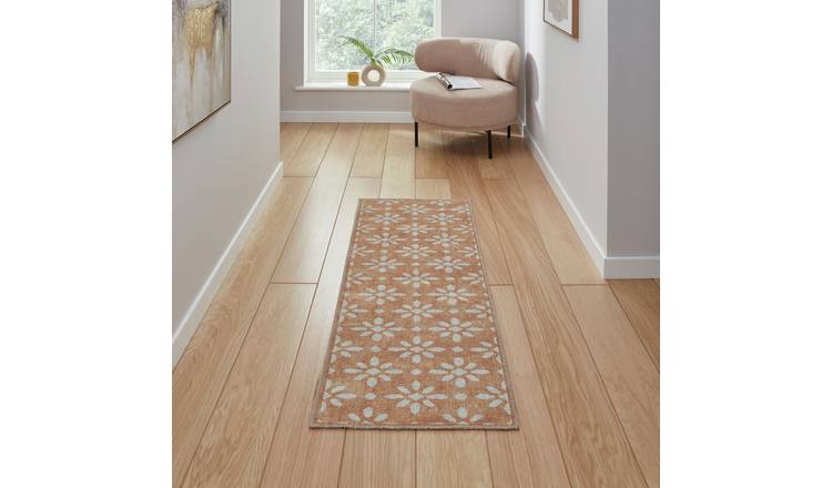 Think Rugs Coral Floral Yellow Flatweave Runner - 61x170cm