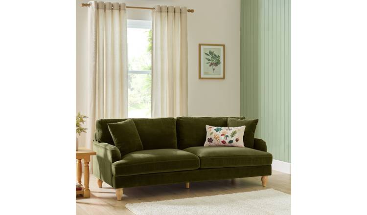 Argos Home Cynthia Fabric 3 Seater Sofa - Moss Green