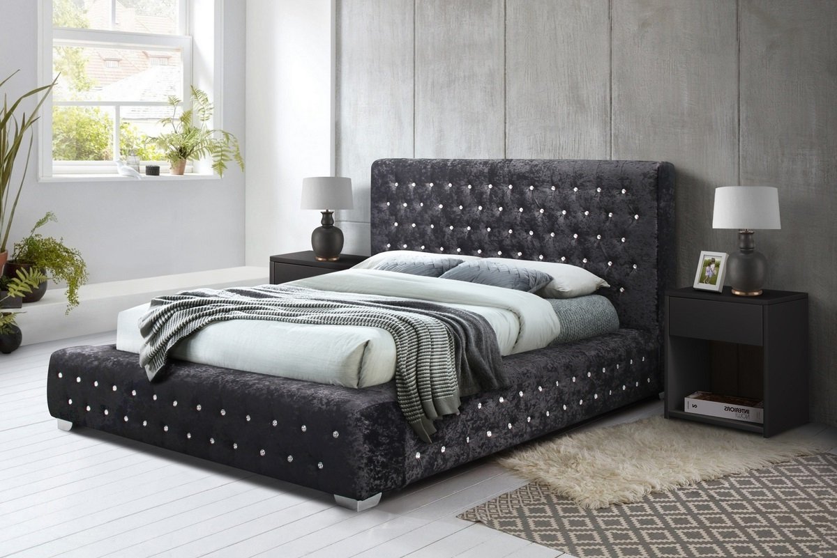 Birlea Grande Superking Crushed Velvet Bed Frame - Black