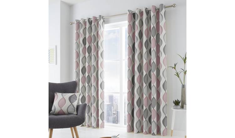 Fusion Lennox Ogee Eyelet Curtains - Blush Pink - 168x229cm