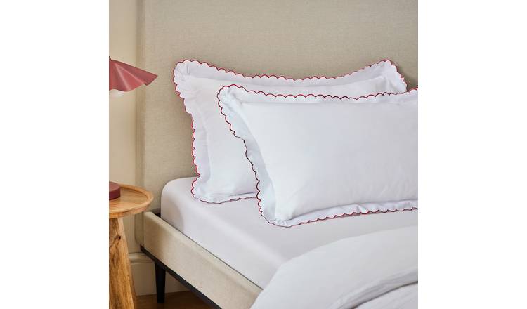 Argos Home Scallop Edge Red Pillowcase